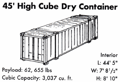 45 ft. High Cube Dry Freight & Cargo Shipping Container